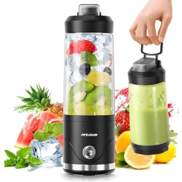 Imagem de PROCHAIN Liquidificador portátil, liquidificador pessoal sem fio de 623 g, espremedor elétrico recarregável por USB para vitaminas, gelo, viagens, copo de shakes de proteína, livre de BPA, lavável na