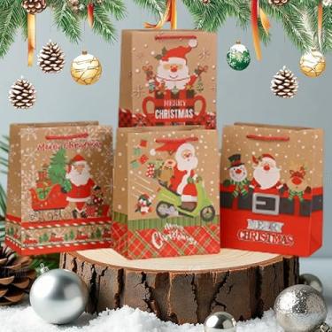 Imagem de 1 bolsa de compras de papel de Natal, bolsa de presente de festa de Natal, embalagem de biscoito doce, estilo 4 (23 x 18 x 10 cm)