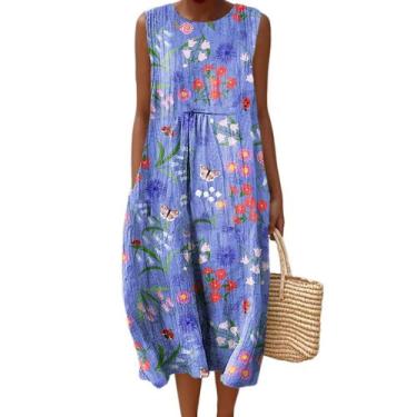 Imagem de Vestido maxi feminino Akivide com estampa floral boho de verão com bol