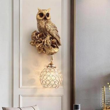 Imagem de Luminária de parede coruja de arte contemporânea, personalizada e criativa, para sala de estar, quarto, escritório, casa de campo, quarto infantil, corredor de hotel, com luz LED (Estilo 4)