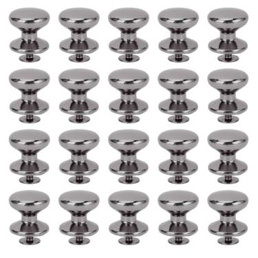 Imagem de Zerodis Rivetes de Artesanato de Couro 20 Conjuntos de Parafuso de Parafuso de F de 15 Mm de Liga de Zinco de 15 Mm de Cabeça Redonda para a Cabeça para Mochilas Correias Cinturas de Carteiras Materiais de Artesanato (Prata Preto)