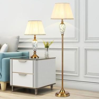 Imagem de Luminária de chão contemporânea de luxo em cerâmica, estilo retrô americano, para sala de estar, quarto, escritório, casa de campo ou hotel. Luminária de chão decorativa criativa em LED, com