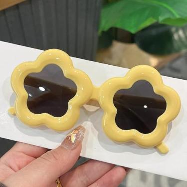 Imagem de Pacote com 1 óculos de sol infantil floral para meninas e meninos, Amarelo