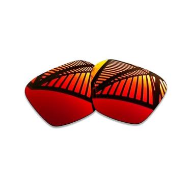 Imagem de MYCOURAG Lentes de reposição polarizadas com proteção UV para óculos de sol Oakley Briza OO9497 58 mm – Vermelho fogo espelhado revestido polarizado