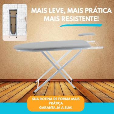 Imagem de Mesa De Passar Taboa Passadeira Grande Dobrável Com Passa Mangas e Por