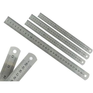 Imagem de Kit Com 4 Réguas Metal Leve De Aço Inoxidável Tamanho 30 cm Marcação B