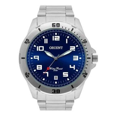 Imagem de Relógio Masculino Orient Prata Mostrador Azul Original Resistente à Ág