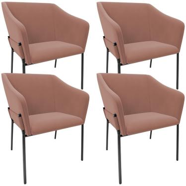 Imagem de Kit 4 Cadeiras Para Sala De Jantar Estar Living Olívia L02 Suede Rosê - Lyam Decor