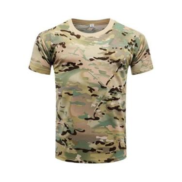 Imagem de Camiseta Masculina De Secagem Rápida Com Estampa Camuflada 3D, Gola Re
