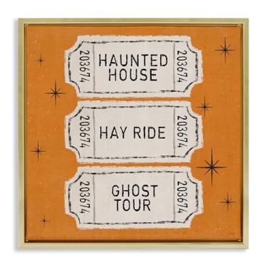 Imagem de Stupell Industries Wee Bit Wicked Tickets Brown Framed Floater Canvas Wall Art, design por Veronique Charron, 18 x 18