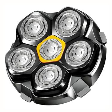 Imagem de 6 cabeças de barbear magnéticas de substituição compatíveis com cabeças de lâmina 6D compatíveis com barbeadores de cabeça para homens carecas, 1 pacote com tamanho de viagem