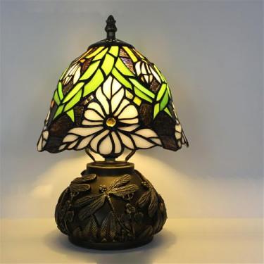 Imagem de Luminária de mesa retrô americana de luxo e criativa para sala de estar, quarto, cabeceira, escritório, casa de campo ou hotel, com vitral (Estilo 1)