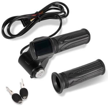 Imagem de leaptrend Acelerador de 36 V apto para scooter elétrica Hoverfly Z5 e Gotrax Flex com visor LCD/interruptor/2 teclas, conjunto de alça de acelerador de torção E-Scooter com visor de bateria