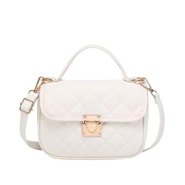 Imagem de Bolsa tiracolo feminina moderna clutch acolchoada design bolsa transversal com alça de ombro ajustável, Branco, Branca