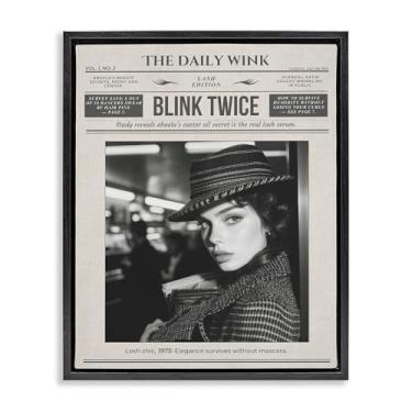 Imagem de Stupell Industries The Daily Wink Magazine Arte de parede em tela flutuante com moldura dourada, design de A Barefoot Stylist, 78 x 63 cm