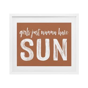Imagem de Stupell Industries Impressão emoldurada Girls Wanna Have Sun Brown preta sob vidro, design por Lettered and Lined, 13 x 16
