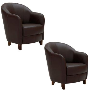 Imagem de Kit 2 Poltronas Kairós com Pés Madeira Couro Chocolate