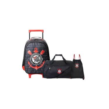 Imagem de Kit Mochila Rodinhas+Saco+Sacola Viagem Corinthians Oficial