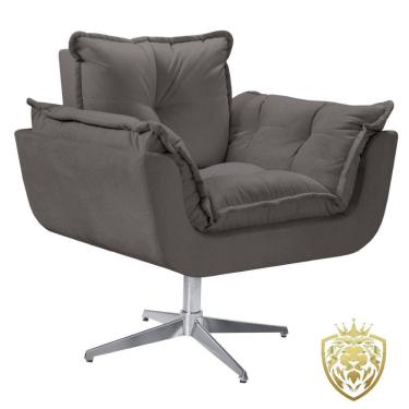 Imagem de Poltrona Opalla Giratória Alumínio Suede Cinza