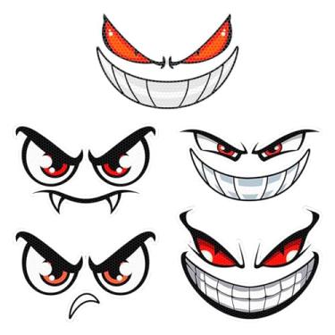 Imagem de JSCARLIFE 5 peças de adesivos refletivos de carro olho de demônio, decalques de vinil à prova d'água que brilham no escuro, decalque de para-choque para caminhão, van, motorhome