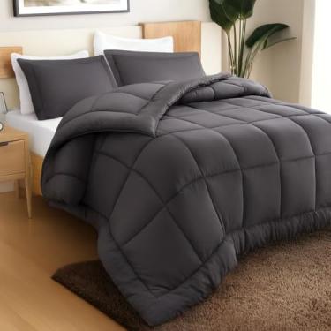 Imagem de Utopia Bedding Conjunto de edredom Queen com 3 peças de edredom cinza Queen Size - O enchimento de edredom alternativo inclui 1 edredom para todas as estações (223 x 223 cm) e 2 fronhas (51 x 66 cm)