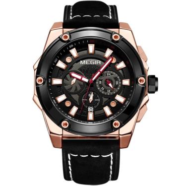 Imagem de Relógio Masculino Casual Esportivo De Quartzo Com Cronógrafo Impermeavel Preto Rose