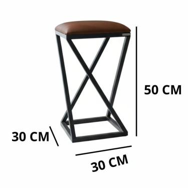 Imagem de Banqueta Design Industrial Sem Encosto Pés Z Marrom