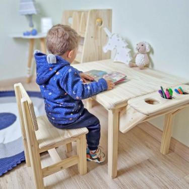 Imagem de Mesa com Cadeira Infantil Alecrim 50A x 84L x 55P Cor NATURAL