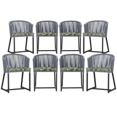 Imagem de 8 Cadeiras De Jantar área Noronha Preta E5 Trama Original Prata