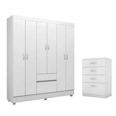 Imagem de Conjunto Quarto Guarda Roupa E Comoda Forggia Branco
