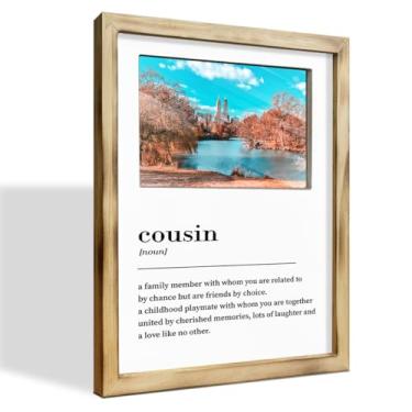 Imagem de WKYAER Porta-retrato de primo, porta-retratos 20 x 25 com definição de primo, presente de primos para aniversário, Natal, Ação de Graças, molduras rústicas para decoração de casa, lembrança de família