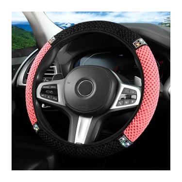 Imagem de FALVFUN Capa de volante de carro brilhante, strass de cristal de 38 cm elástico respirável protetor de volante de veículo para mulheres e meninas, acessórios de interior automotivo universais (preto