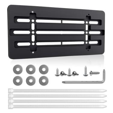 Imagem de HQRNYP Suporte de placa de carro frontal, moldura de placa de licença, adaptador universal de montagem de moldura de carro com parafusos e chave inglesa, kit de montagem de suporte de etiqueta