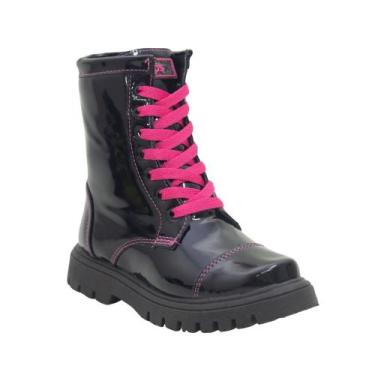Imagem de Bota Infantil Coturno World Colors Verniz Preto, Preto, Pink, 31