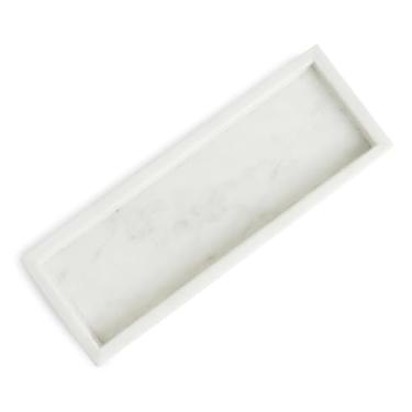 Imagem de Dreamy Walls Bandeja de mármore – Organizador decorativo de mármore branco para banheiro, cozinha, perfume, joias e decoração de bancada