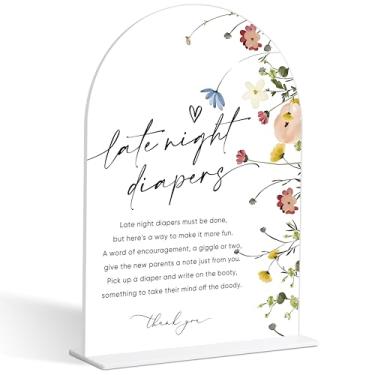 Imagem de Placa de fraldas para jogos de chá de bebê, decoração de mesa de chá de bebê de flores para festa de revelação de gênero, decorações de festa de centro de mesa, presentes de revelação de gênero, placa