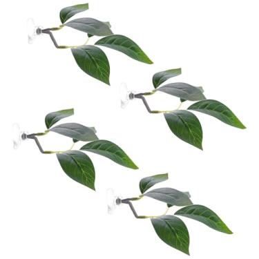 Imagem de Generic Rede em formato de folha para peixe betta, decoração para aquário com ventosa que simula um habitat para dormir, 4 Pcs