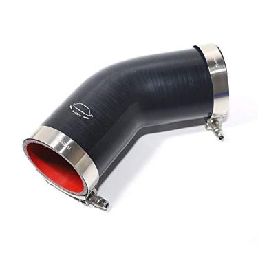 Imagem de LTI Universal 70 mm 4-Ply Reforçado Alto Desempenho 7.0 cm ID 45 Graus Cotovelo Silicone Mangueira Acoplador Com Parafuso T Braçadeira Aço Inoxidável 304 (7.0 cm PRETO)