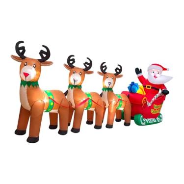 Imagem de oshhni Papai Noel inflável de Natal em trenó com luzes, decoração externa para o Natal, enfeite para pátio.