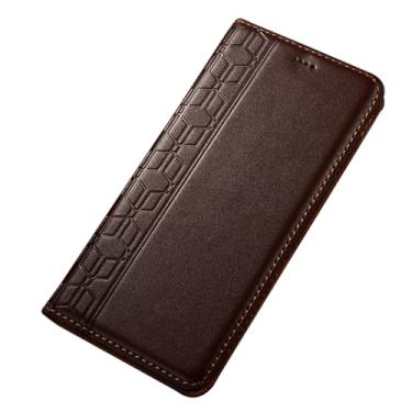 Imagem de POYUFRG Capa de couro genuíno para Xiaomi 17 Pro Max/17 Pro/17, capa carteira magnética de negócios fina com suporte para cartão, marrom, 17 Pro