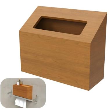 Imagem de NiHome Capa de caixa de lenços de madeira de pinho para toalhas de mão Kleenex, design de fácil recarga inferior, suporte vertical ou invertido de uso duplo com base antiderrapante para banheiro