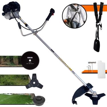 Imagem de Roçadeira Profissional Toyama RT43LB25A 2 Tempos 43cc 1,7HP de Potência Cortador de Grama Com Cabeçote de Nylon + Lâmina 3 Pontas + Lâmina 80 Dentes