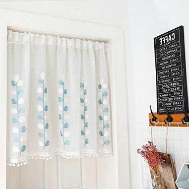 Imagem de Cortina Bistrô Branca Bordada Cortina de Café Moderna Cortinas Curtas de Cozinha Estilo Minimalista, L 200 x A180 cm