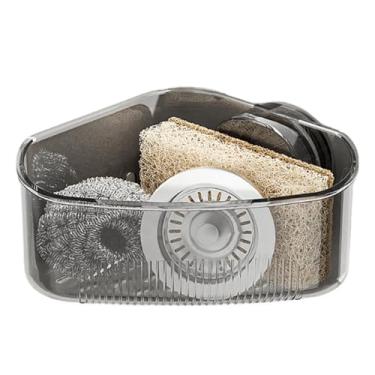 Imagem de Suporte de esponja para pia de cozinha – suporte de esponja de cozinha de canto para pia | organizador de banheiro, cesta de drenagem, ventosa para casa, apartamento, dormitório, chuveiro, casa de