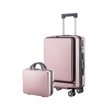 Imagem de Mala de viagem para pais e filhos, abertura frontal, portátil, embarque, viagem ao exterior, mala de viagem de negócios equipada com bolsa de transporte TSALok leve e resistente a impactos de vários