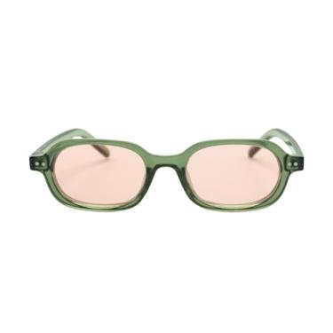 Imagem de Óculos de Sol Feminino Retangular Proteção Uv400 Mirari + Case (Verde claro)