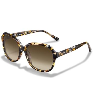 Imagem de CARFIA Óculos de Sol Feminino Oversized Quadrado Retrô, Lentes Polarizadas, Proteção UV, Armação Grande de Acetate - Modelo CA2024 Marrom
