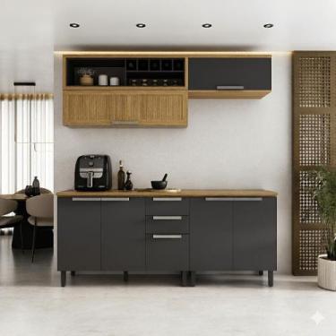 Imagem de Cozinha Compacta em MDF New Porto Grafite 200cm Itatiaia