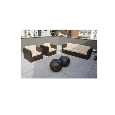 Imagem de Jogo De Sofá Apice 5 Peças - Fibra Sintética E Aluminio - Sarah Móveis