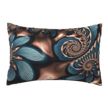 Imagem de Fevayeer Capa de almofada decorativa retangular com espirais fractais azul-petróleo e chocolate, 30 x 50 cm, para sofá, sala de estar, sofá, cama, decoração de casa, capa de almofada de carro